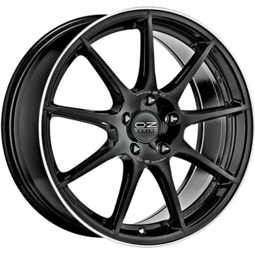 OZ Racing Veloce GT Gloss Black+Diamond Lip+Silver Lettering 7,5×17 5×100 ET35 CB68,0 Conical 60° Tuner 60° 650 kg W01983250GD4